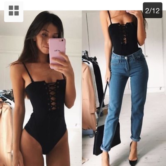 One piece monokini swim suit bathing lace up - Picture 2 of 7